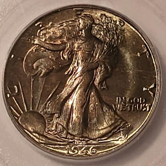 1946 D Walking Liberty Half Dollar MS66+ ICG Toned - Picture 3 of 4
